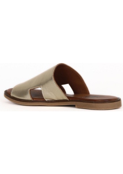 Altın Parlak Deri Kadın Düz Terlik 01WA5705 01WA5705 fırsatları