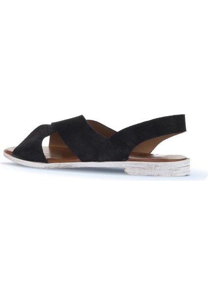 Siyah Alf Süet Kadın Düz Sandalet 01WA3015 01WA3015 fırsatları