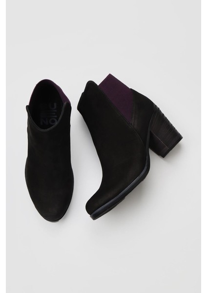 Siyah Mor Nubuk Kadın Topuklu Bot 01WP1500 01WP1500