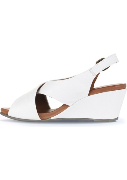 Beyaz Deri Kadın Dolgu Topuklu Sandalet 01WJ1501 01WJ1501 modelleri