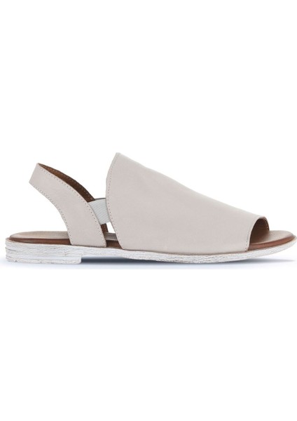 Gri Deri Kadın Düz Sandalet 01WA3008 01WA3008