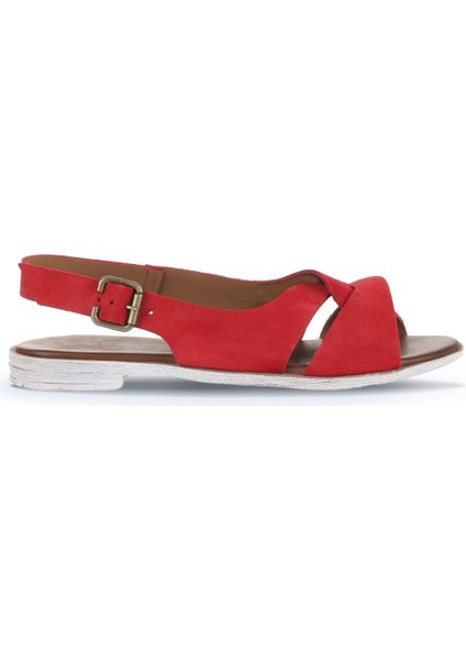 Kırmızı Alf Süet Kadın Düz Sandalet 01WA3018 01WA3018