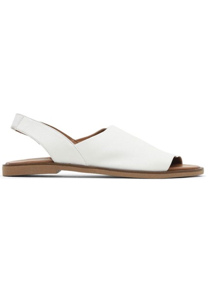 Beyaz Deri Kadın Düz Sandalet 01WA5706 01WA5706