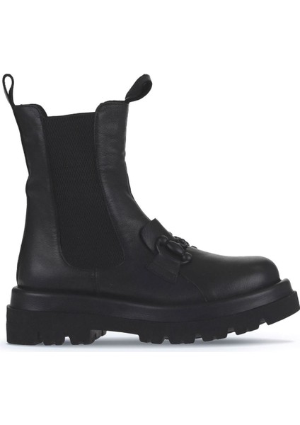 Siyah Deri Kadın Dolgu Topuklu Bot 01WV1003 01WV1003