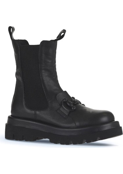 Siyah Deri Kadın Dolgu Topuklu Bot 01WV1003 01WV1003 fiyatları