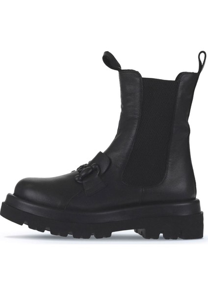 Siyah Deri Kadın Dolgu Topuklu Bot 01WV1003 01WV1003 modelleri