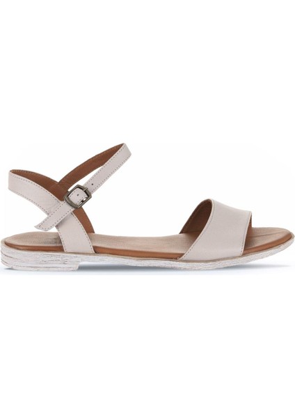 Gri Deri Kadın Düz Sandalet 01WN5003 01WN5003
