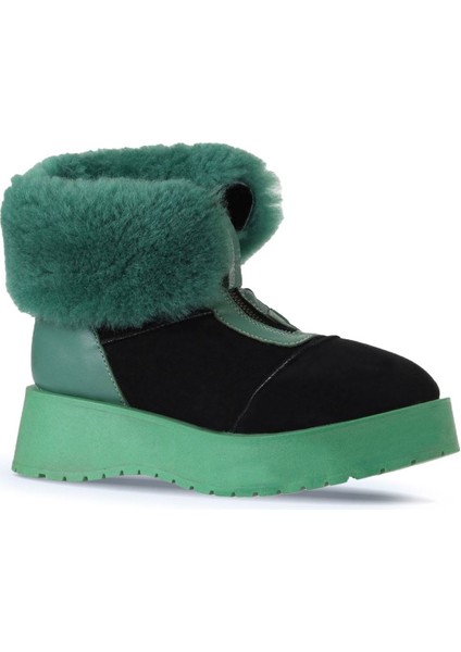 Yeşil Siyah Deri-Süet Kadın Dolgu Topuklu Bot 01WV1316 01WV1316 fiyatları