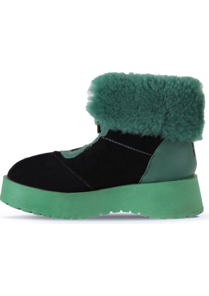 Yeşil Siyah Deri-Süet Kadın Dolgu Topuklu Bot 01WV1316 01WV1316 modelleri
