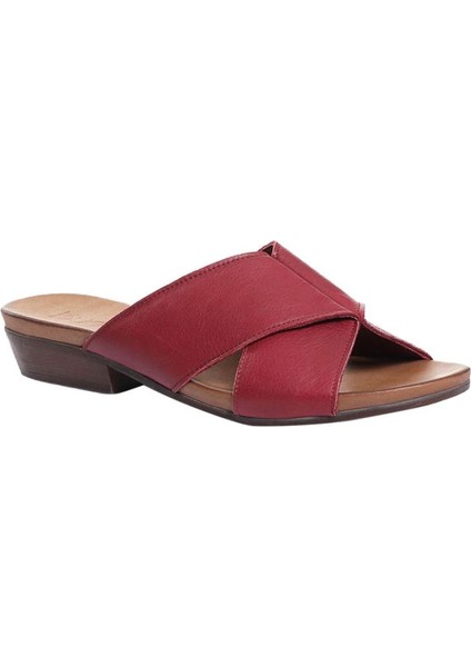 Bordo Deri Kadın Az Topuklu Terlik 01WN0402 01WN0402 fiyatları