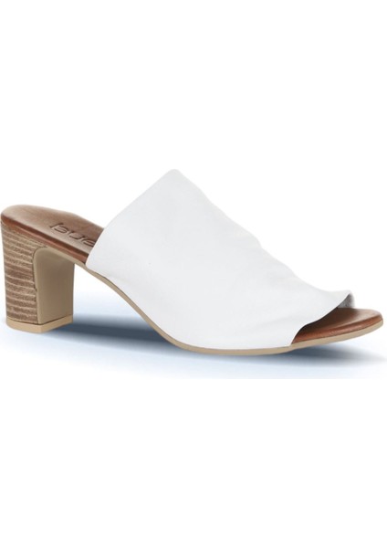 Beyaz Deri Kadın Topuklu Terlik 01WN1503 01WN1503 fiyatları