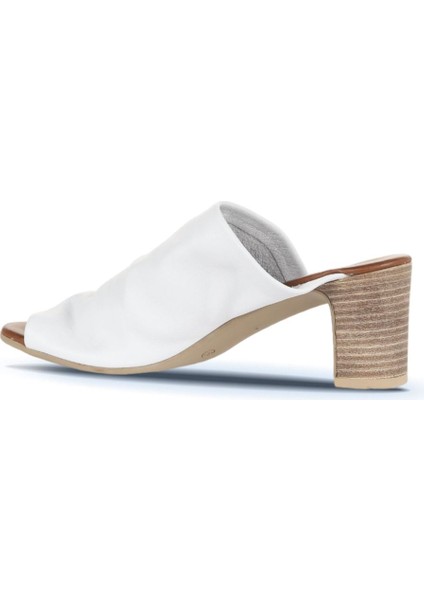 Beyaz Deri Kadın Topuklu Terlik 01WN1503 01WN1503 fırsatları