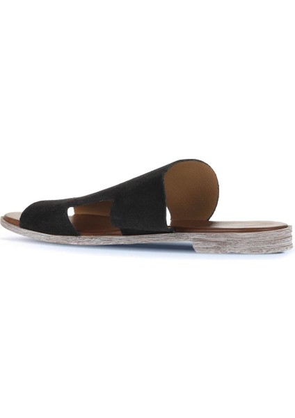 Siyah Alf Süet Kadın Düz Terlik 01WA3012 01WA3012 fırsatları