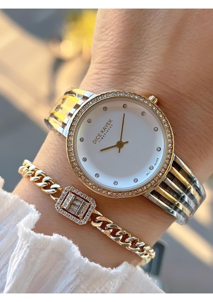 2 Yıl Garantili Çelik Kasa ve Kordon 5 Atm Suya Dayanıklı Kadın Kol Saati+Bileklik Ac.01