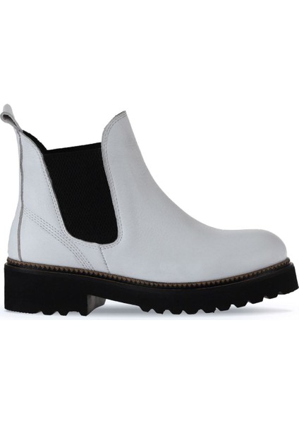 Beyaz Flotter Deri Kadın Düz Bot 01WT0801 01WT0801