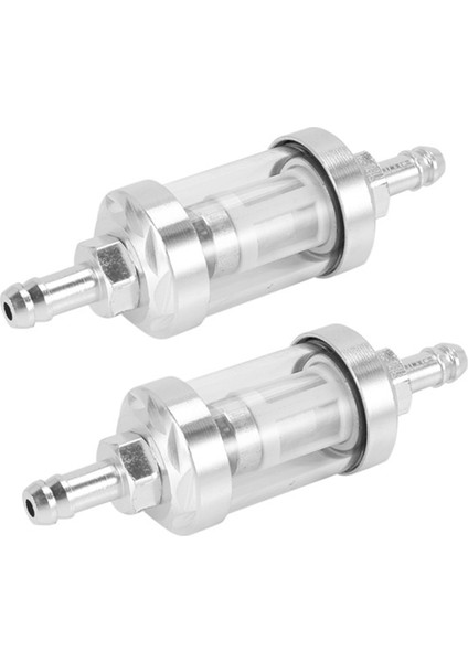 2 Adet Evrensel Krom Yakıt Benzin Ham Petrol Motor Sıralı Filtre 5/16 Inç 8mm Gümüş Motosikletler Için (Yurt Dışından)