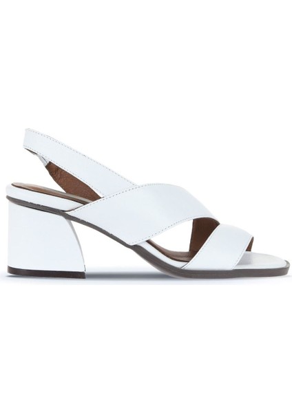 Beyaz Deri Kadın Topuklu Sandalet 01WA3502 01WA3502