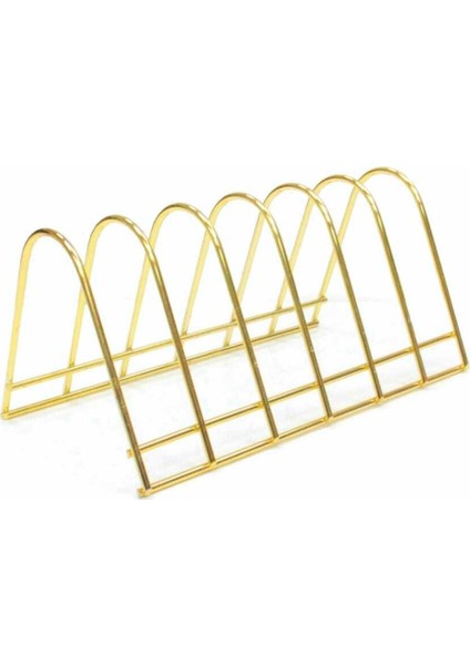 Gold Metal Pasta Sunum Tabağı Set 6 Lı Tabaklık Stand Lı Lüx