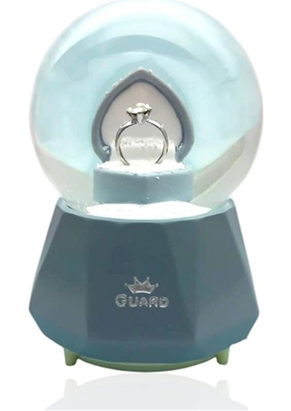 Müzikli Renk Değişiren Işıklı Kar Püskürtmeli Yüzük Kar Küresi