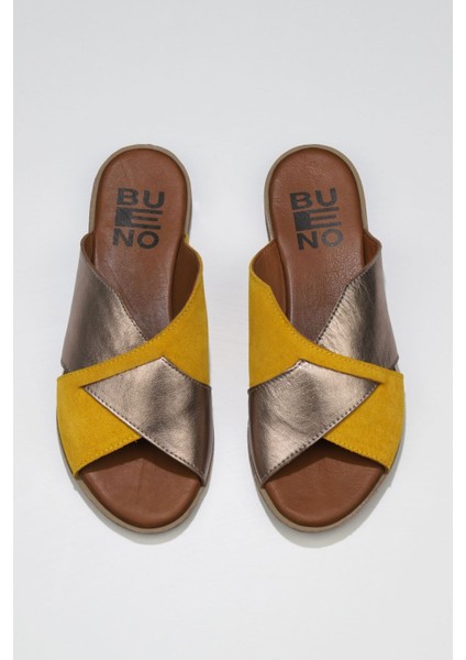 Sarı Gri Süet-Deri Kadın Düz Terlik 01WU3000 01WU3000