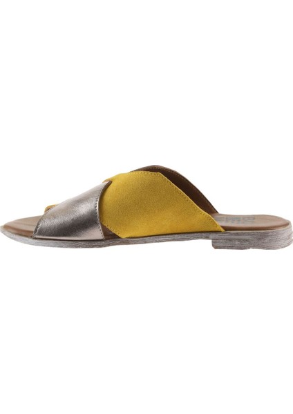 Sarı Gri Süet-Deri Kadın Düz Terlik 01WU3000 01WU3000 fırsatları