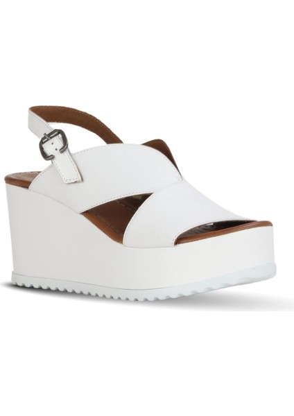 Beyaz Deri Kadın Dolgu Topuklu Sandalet 01WA5600 01WA5600 fiyatları