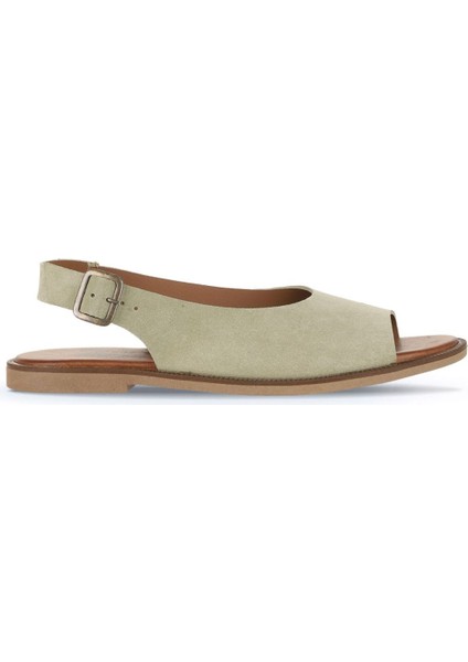 Yeşil Alf Süet Kadın Düz Sandalet 01WA5709 01WA5709