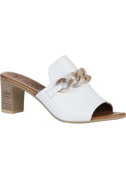 Beyaz Deri Kadın Topuklu Terlik 01WU9502 01WU9502 modelleri