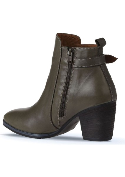 Haki Deri Kadın Topuklu Bot 01WP4209 01WP4209 indirimleri