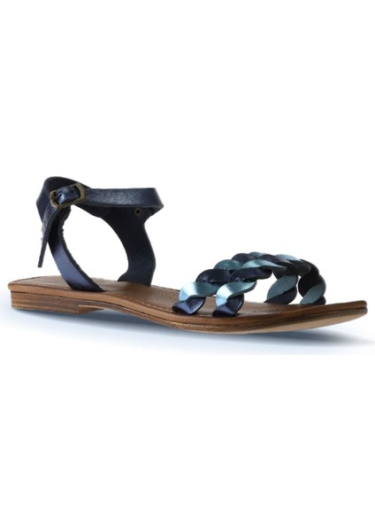 Lacivert Mavi Prlk Deri Kadın Düz Sandalet 01WU3415 01WU3415 modelleri