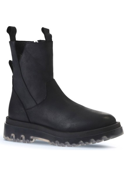 Siyah Deri Kadın Düz Bot 01WV1501 01WV1501 fiyatları