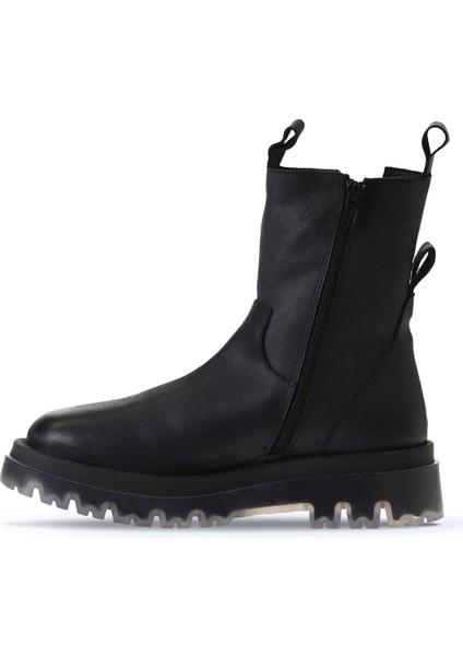 Siyah Deri Kadın Düz Bot 01WV1501 01WV1501 modelleri