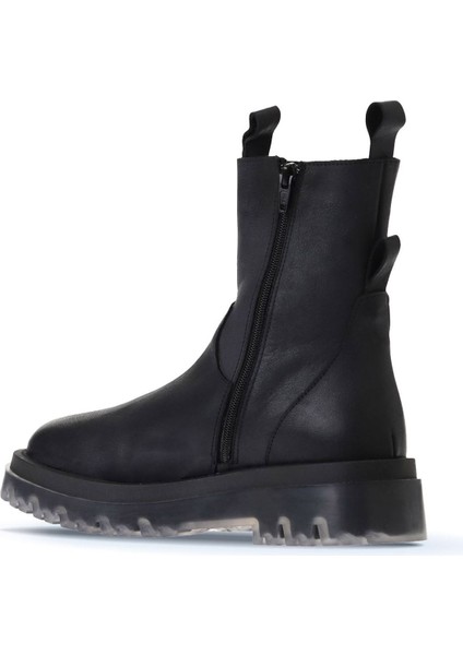 Siyah Deri Kadın Düz Bot 01WV1501 01WV1501 fırsatları
