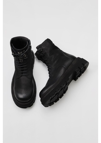 Siyah Nubuk Kadın Dolgu Topuklu Bot 01WV1000 01WV1000