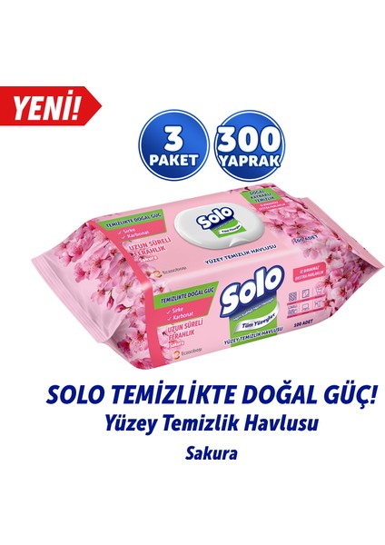 Temizlikte Doğal Güç Sakura Yüzey Temizlik Havlusu 3'lü 300 Yaprak