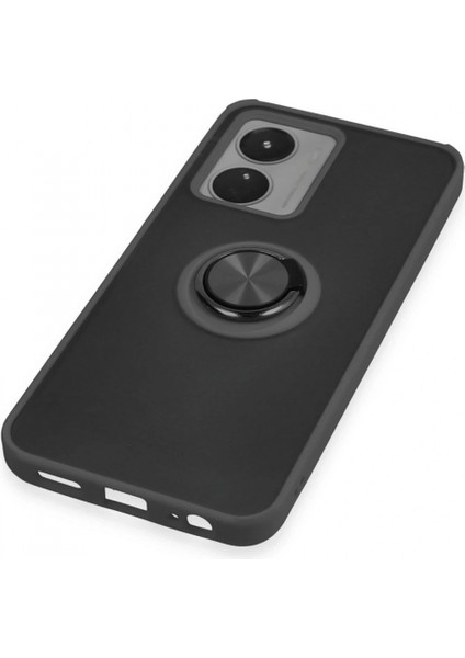Vivo Y16 Kılıf Montreal Yüzüklü Silikon Kapak - Siyah indirimleri