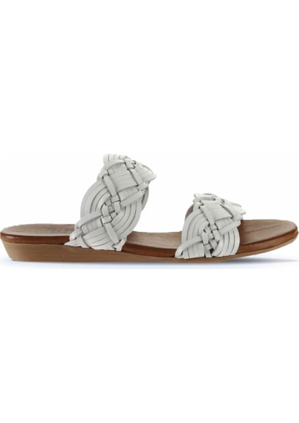 Beyaz Deri Kadın Düz Terlik 01WU7452 01WU7452