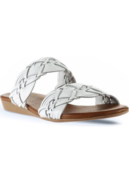 Beyaz Deri Kadın Düz Terlik 01WU7452 01WU7452 fiyatları