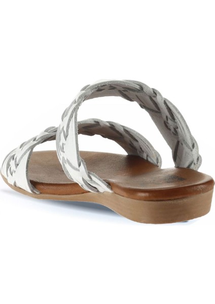 Beyaz Deri Kadın Düz Terlik 01WU7452 01WU7452 fırsatları