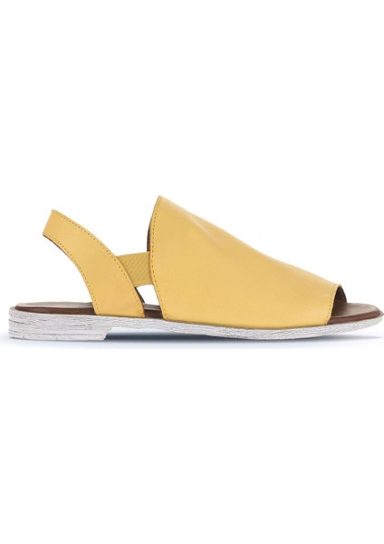 Sarı Deri Kadın Düz Sandalet 01WA3008 01WA3008
