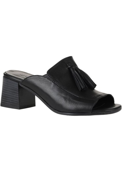 Siyah Deri Kadın Topuklu Terlik 01WN1307 01WN1307 fiyatları