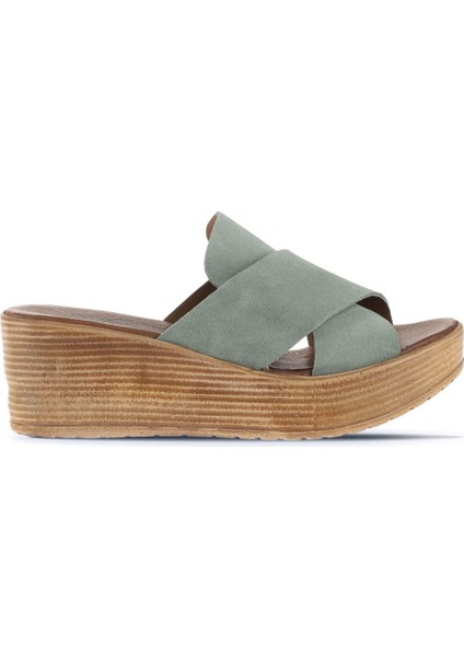 Yeşil Açık Alf Süet Kadın Dolgu Topuklu Terlik 01WA4703 01WA4703