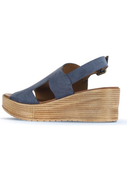 Mavi Koyu Alf Süet Kadın Dolgu Topuklu Sandalet 01WA4705 01WA4705 fırsatları