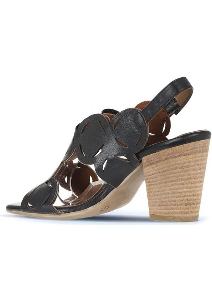 Siyah Khv-Bej Deri Kadın Topuklu Sandalet 01WQ2902 01WQ2902 fırsatları
