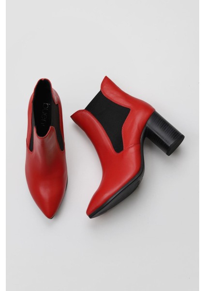 Kırmızı Deri Kadın Topuklu Bot 01WP1003 01WP1003