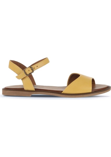 Sarı Deri Kadın Düz Sandalet 01WA5704 01WA5704
