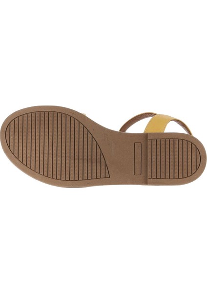 Sarı Deri Kadın Düz Sandalet 01WA5704 01WA5704 indirimleri