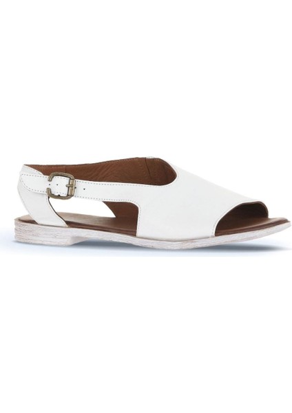 Beyaz Deri Kadın Düz Sandalet 01WA3004 01WA3004 fiyatları