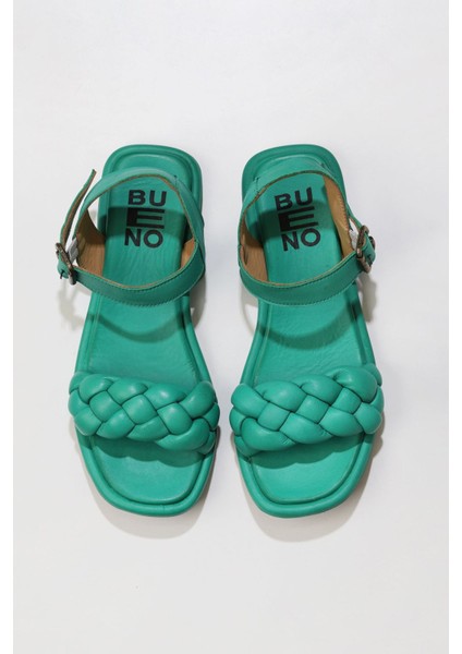 Yeşil Deri Kadın Düz Sandalet 01WU4124 01WU4124 fiyatları