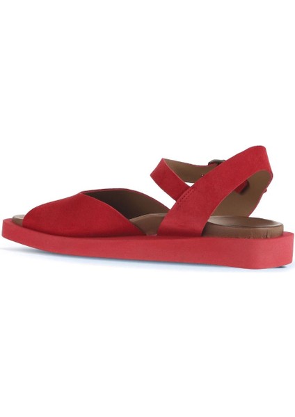 Kırmızı Alf Süet Kadın Düz Sandalet 01WA5403 01WA5403 fırsatları